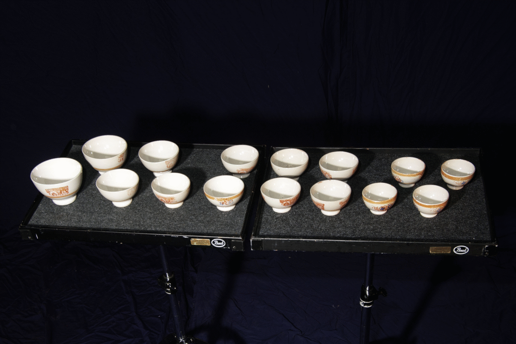 Jal Tarang porcelain bowls arranged for performance